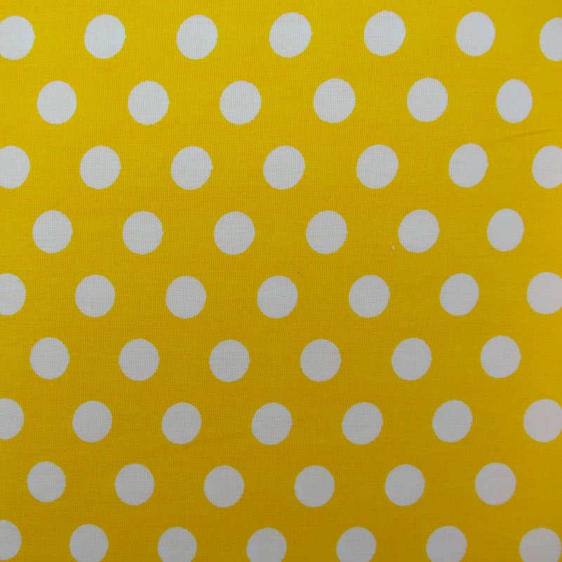 Tissu Coton Jaune Pois Blanc