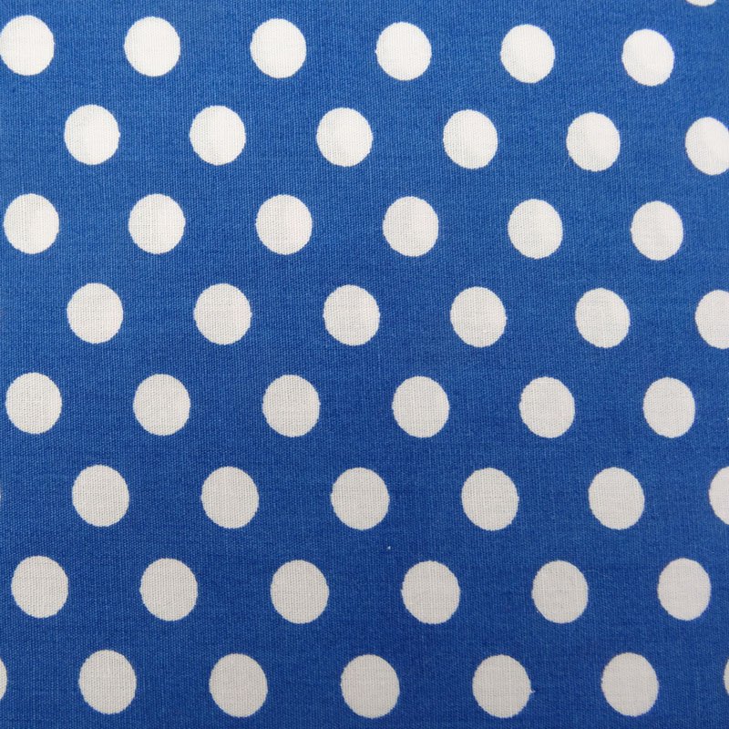 Tissu Coton Bleu Pois Blanc