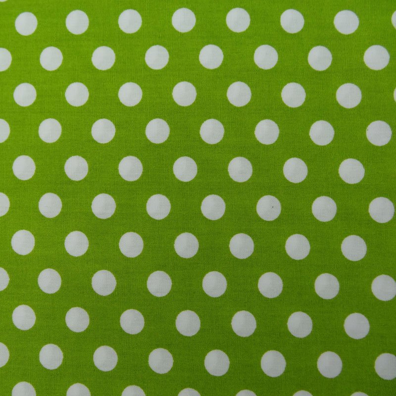 Tissu Coton Vert clair Pois Blanc