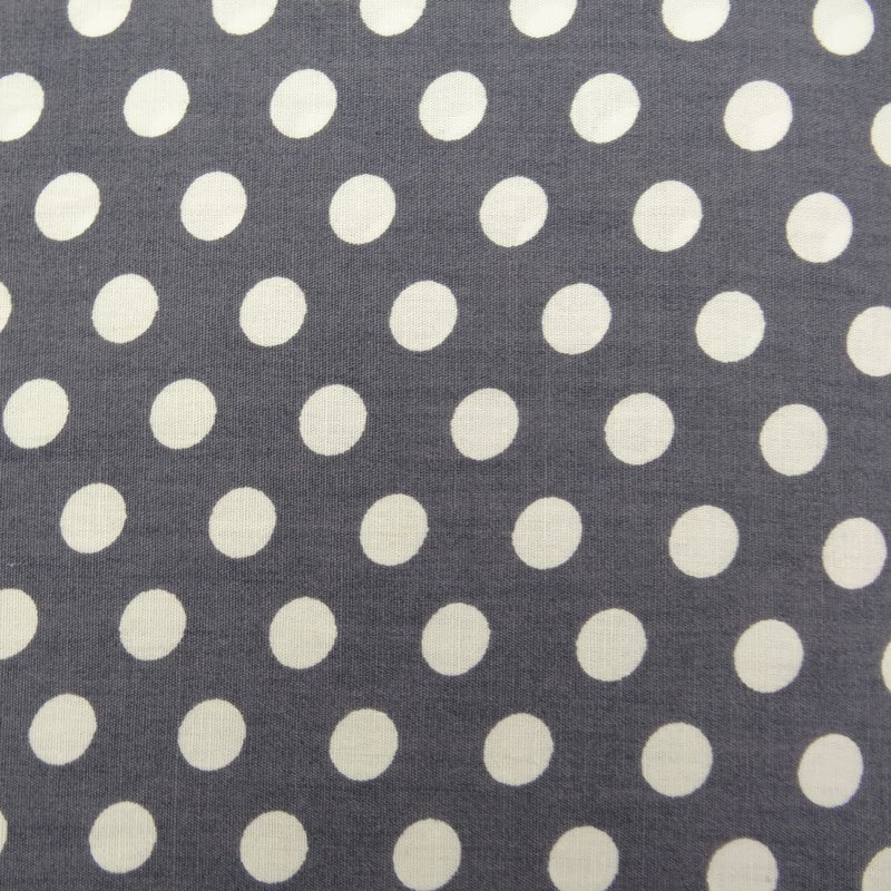 Tissu Coton Gris Pois Blanc