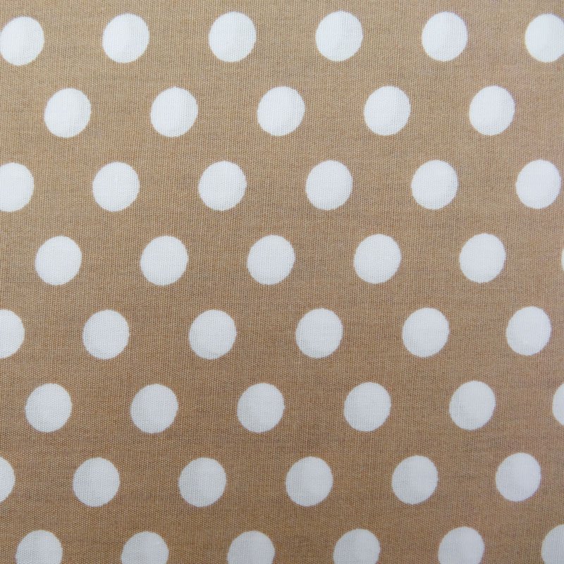 Tissu Coton Beige sable Pois Blanc