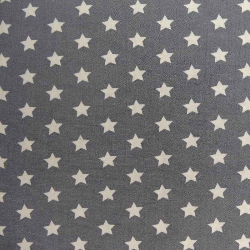 Tissu Coton Gris Etoiles Blanches