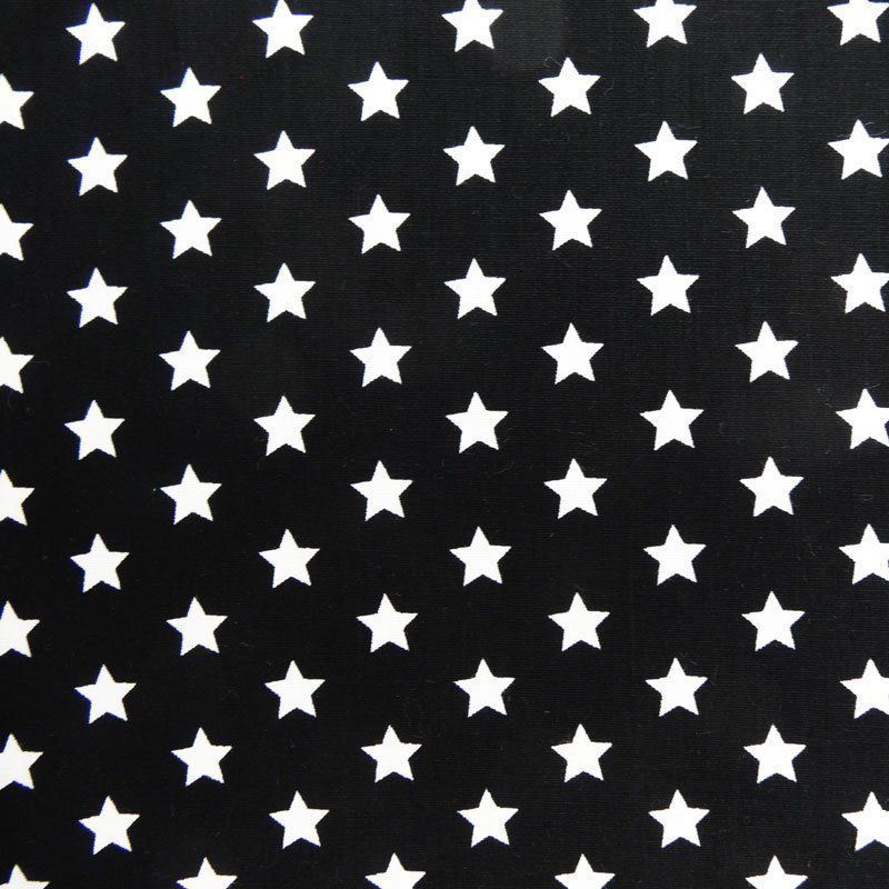 Tissu Coton Noir Etoiles Blanches