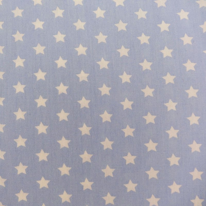 Tissu Coton Bleu clair Etoiles Blanches