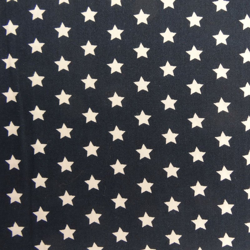Tissu Coton Bleu Marine Etoiles Blanches