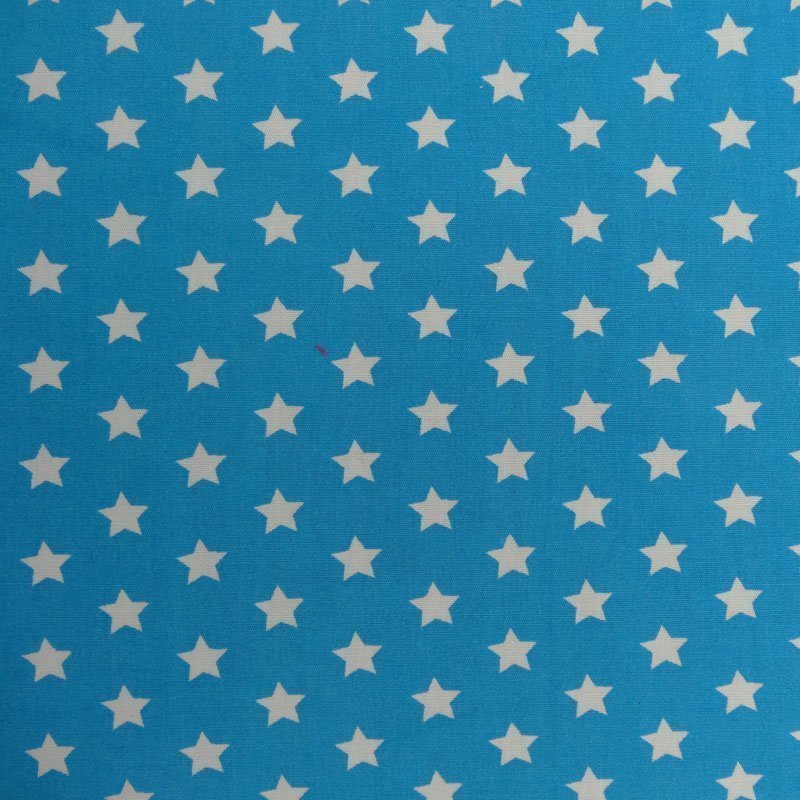 Tissu Coton Bleu ciel Etoiles Blanches