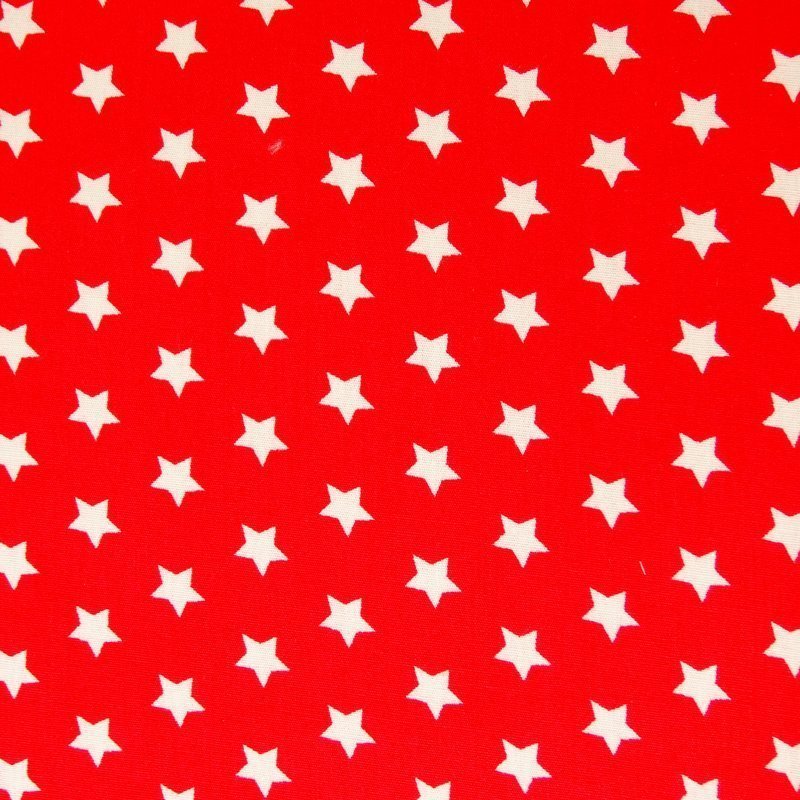 Tissu Coton Rouge Etoiles Blanches