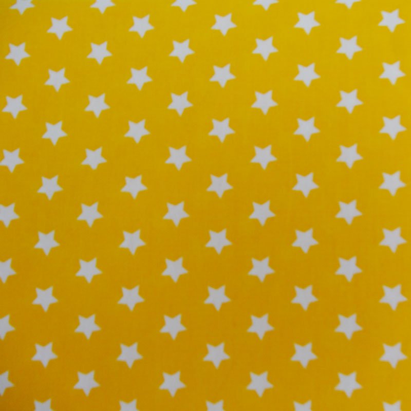Tissu Coton Jaune Etoiles Blanches