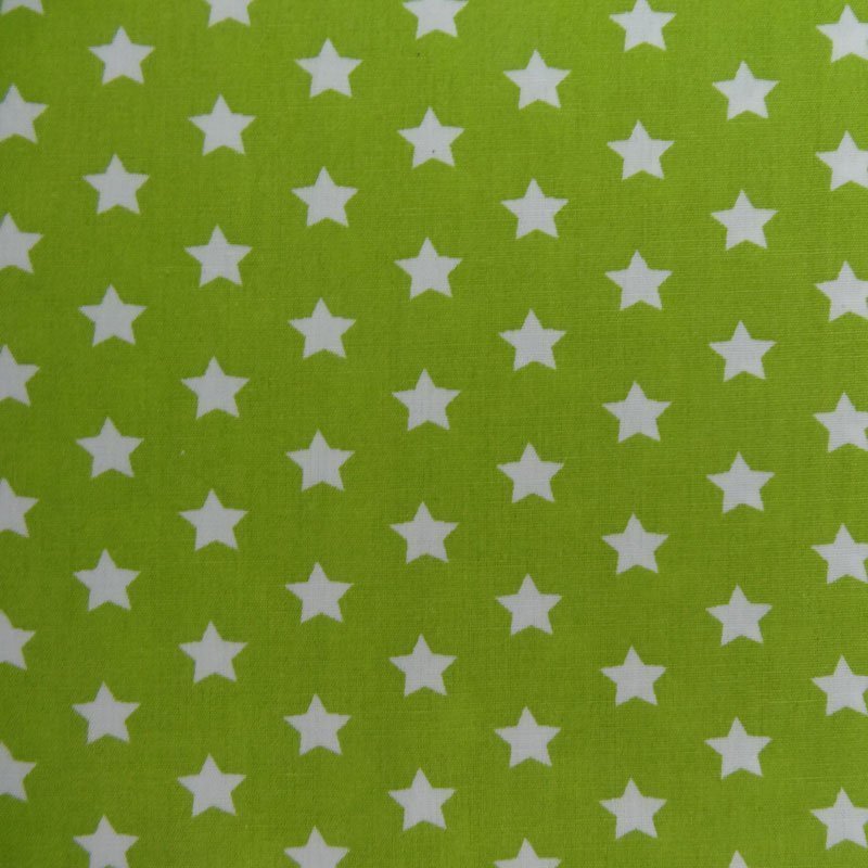 Tissu Coton Vert clair Etoiles Blanches