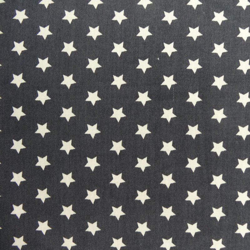 Tissu Coton Gris ardoise Etoiles Blanches