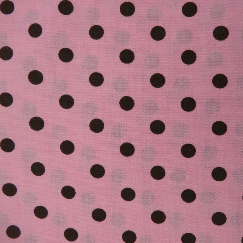 Tissu Coton Rose Pois Gris