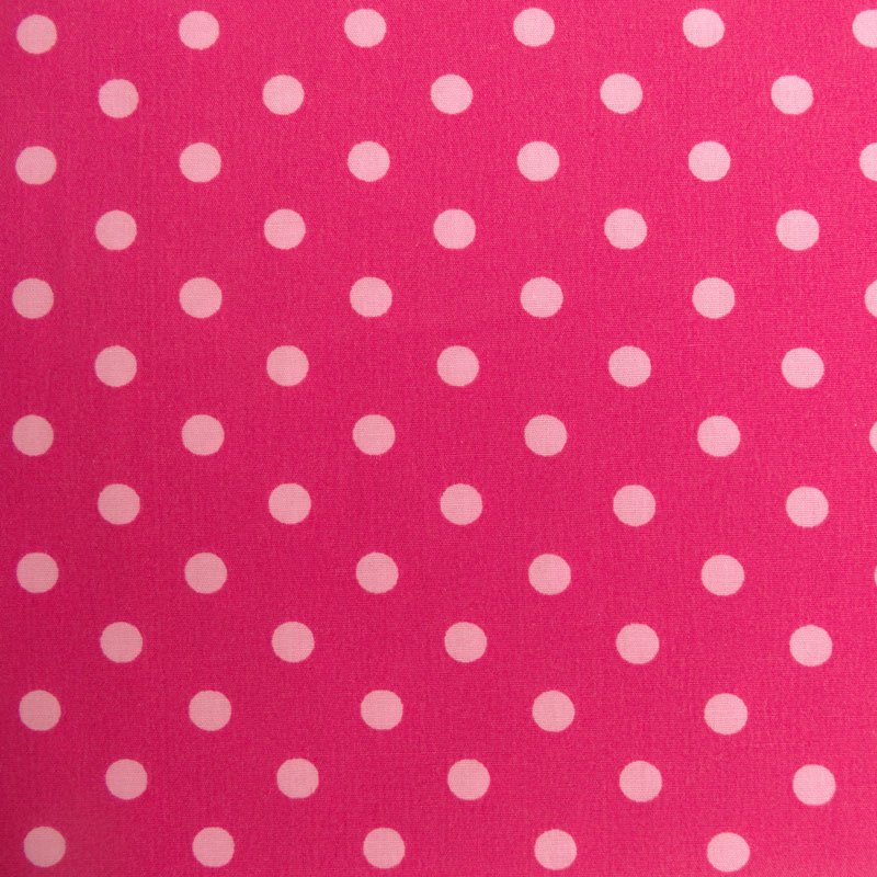 Tissu Coton Fuschia Pois Rose