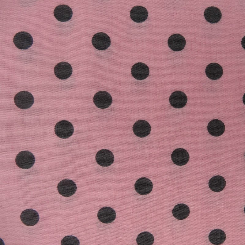 Tissu Coton Rose Pois Marrons