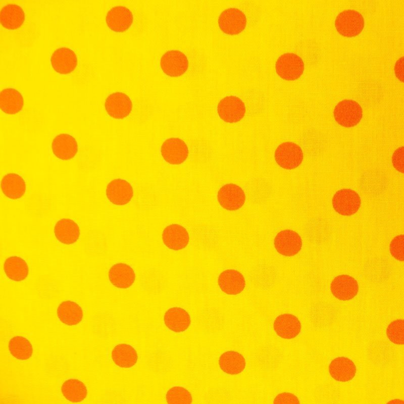 Tissu Coton Jaune Pois Orange