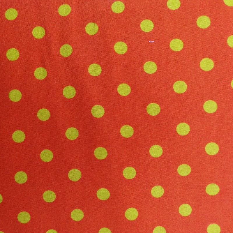 Tissu Coton Orange Pois Jaune