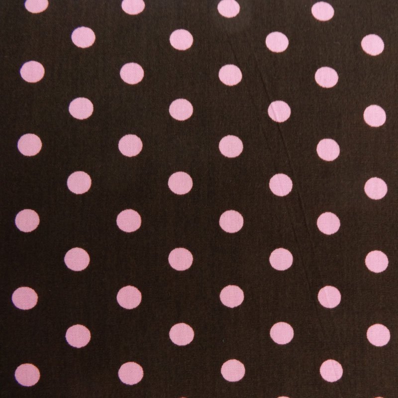 Tissu Coton Chocolat Pois Rose