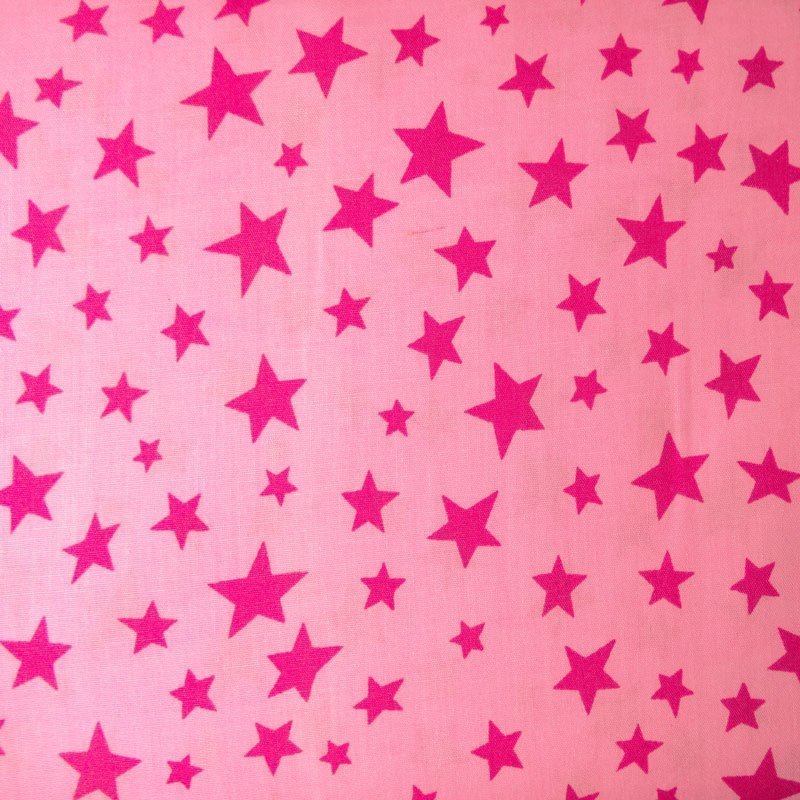 Tissu Coton Rose Etoiles Rose fuchsia