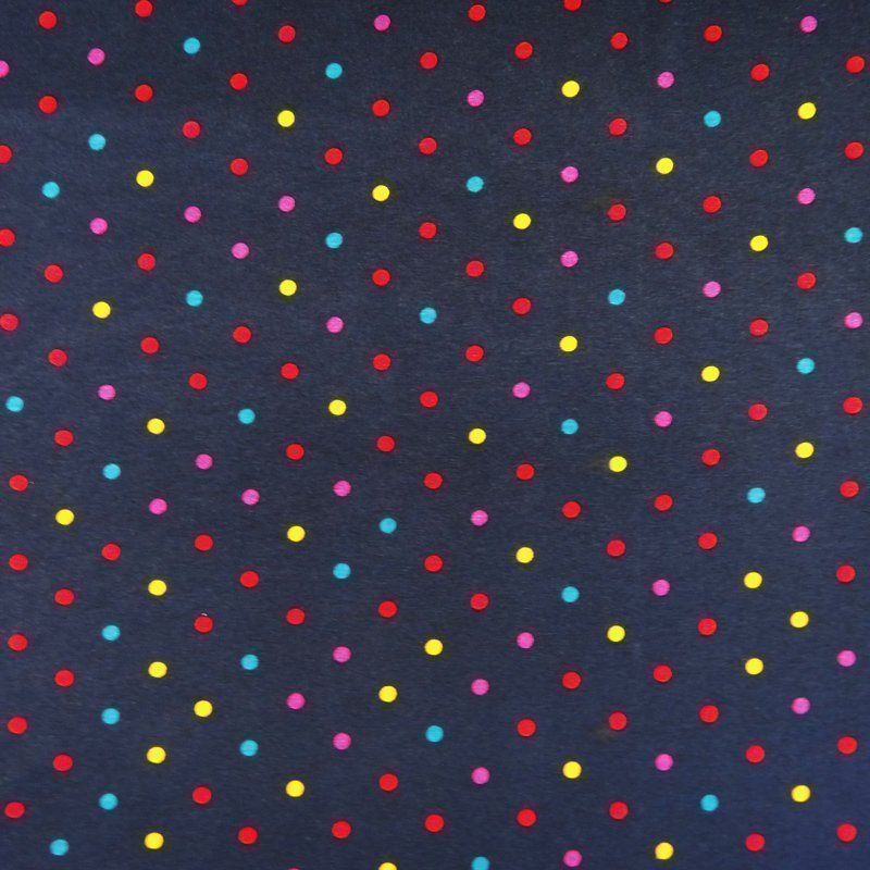 Tissu Jersey Noir Pois multicolores