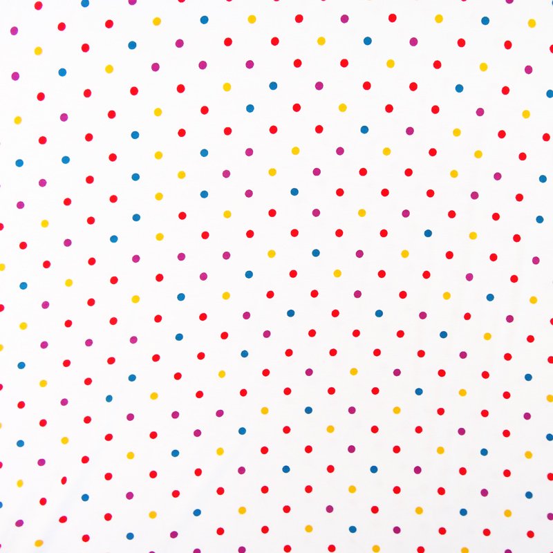 Tissu Jersey Blanc Pois multicolores
