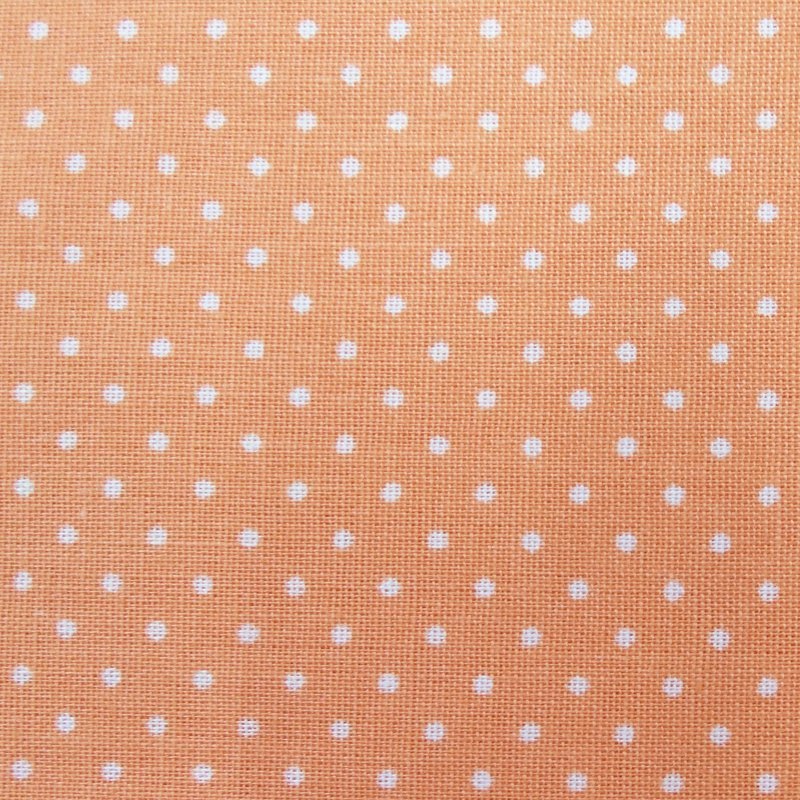 Tissu Coton Orange Pois blancs