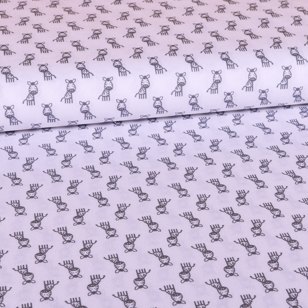 Tissu Coton LittleBird Blanc Zèbres Grises