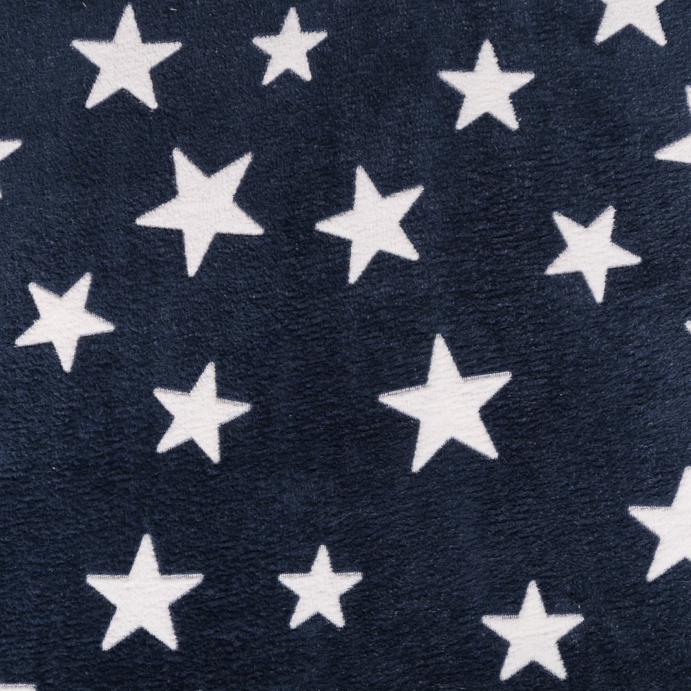 Tissu Doudou Marine Étoiles Blanches