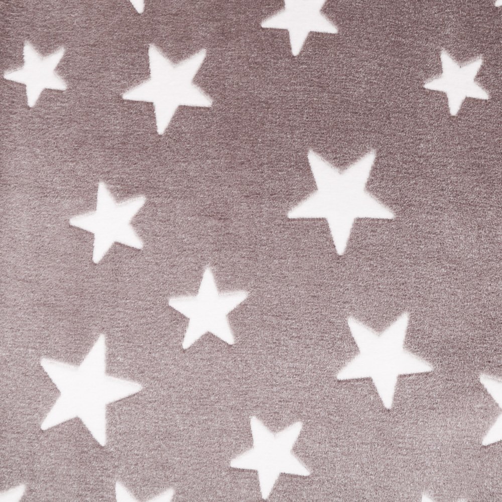 Tissu Doudou Taupe Étoiles Blanches