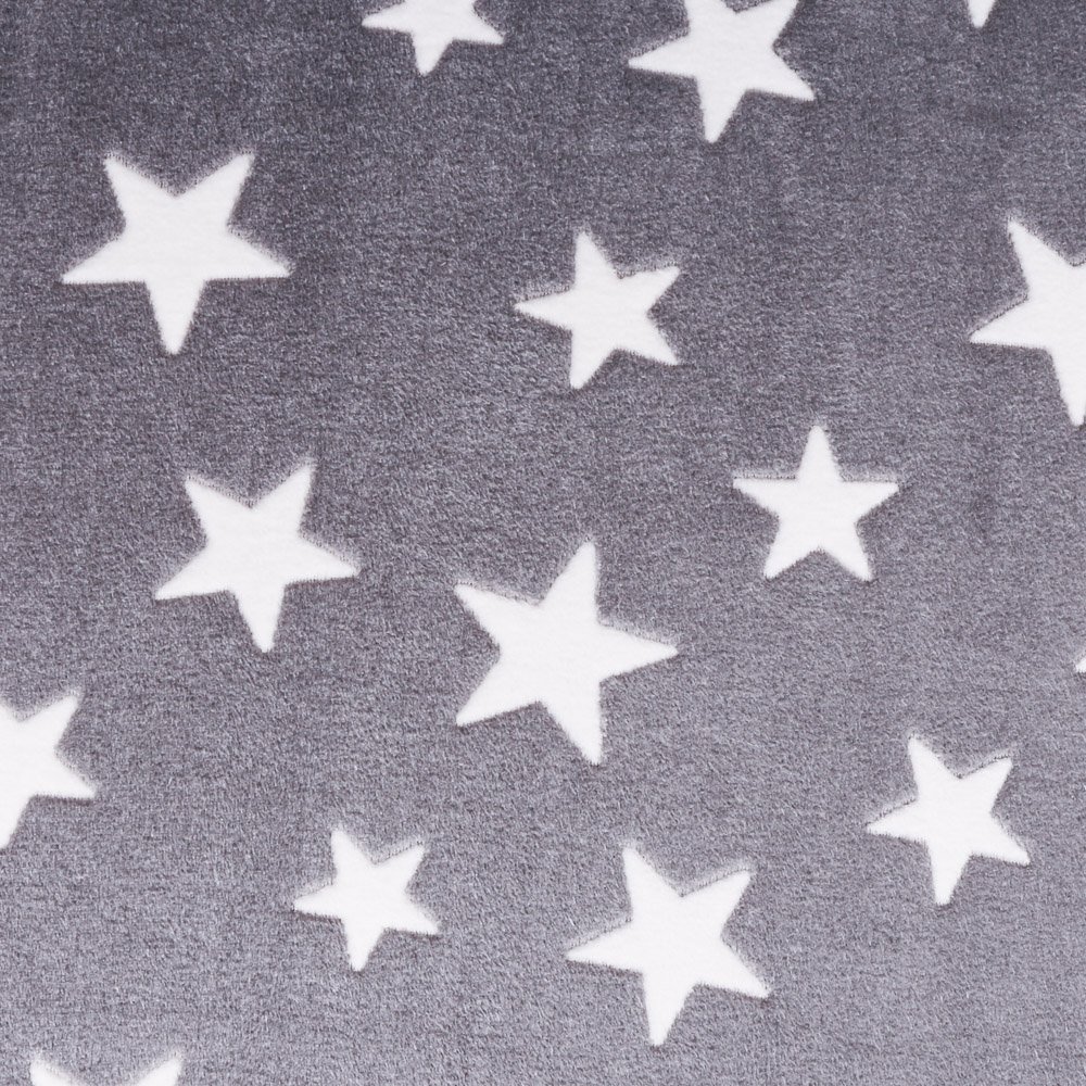 Tissu Doudou Gris Étoiles Blanches