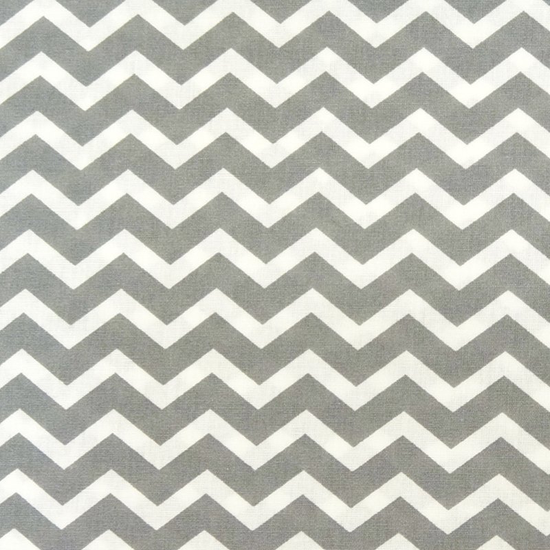 Tissu Coton Gris Chevrons blancs