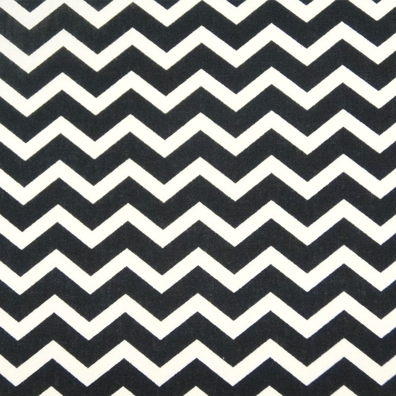 Tissu Coton Noir Chevrons blancs