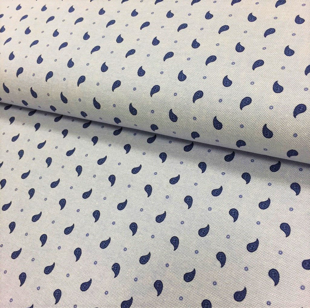 Tissu Popeline imprimée Bleu Mandalas Bleus foncé