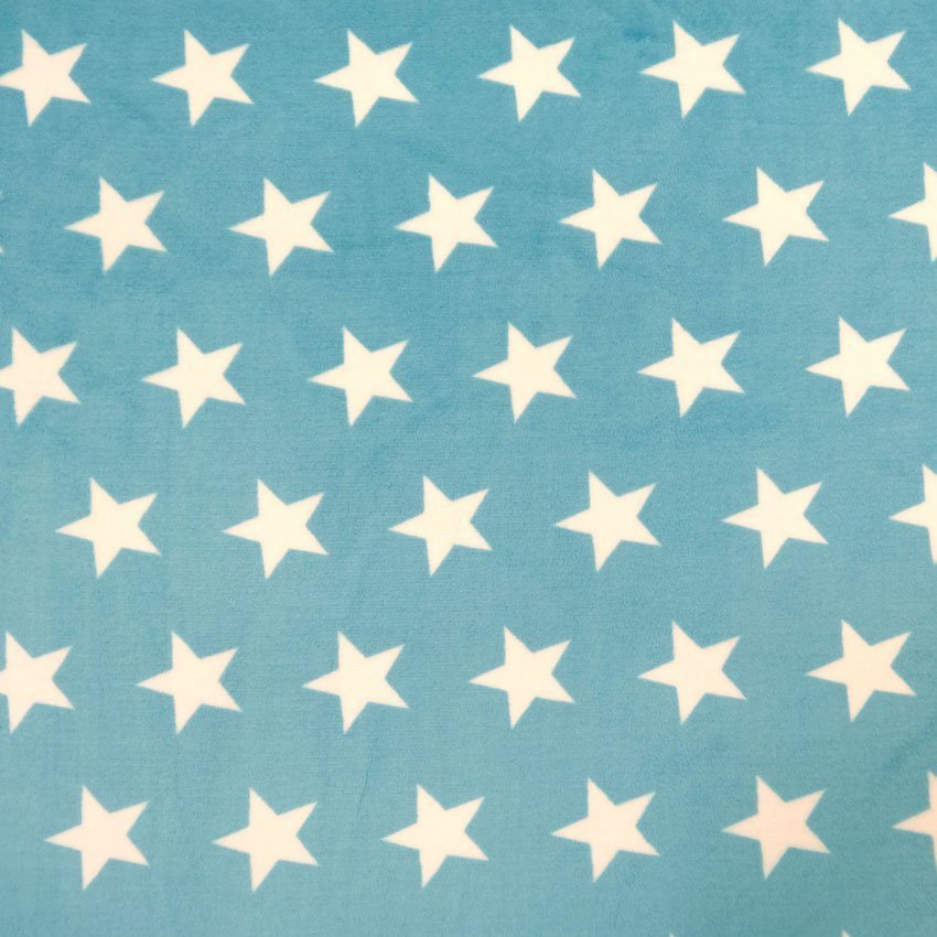 Tissu Doudou Bleu ciel Etoiles