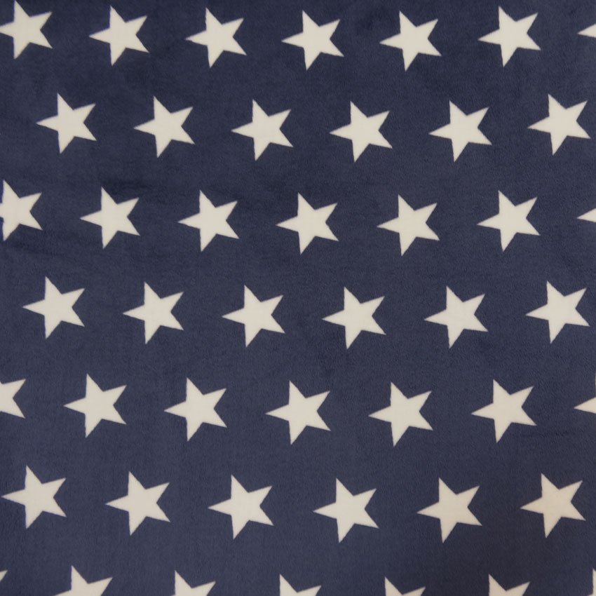 Tissu Doudou Bleu nuit Etoiles