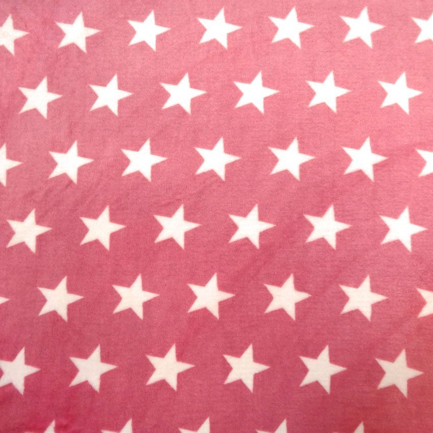 Tissu Doudou Rose Etoiles