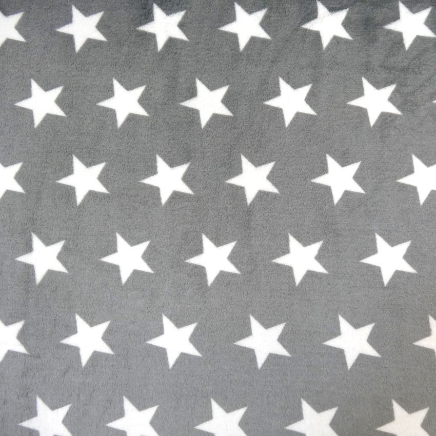 Tissu Doudou Gris Etoiles