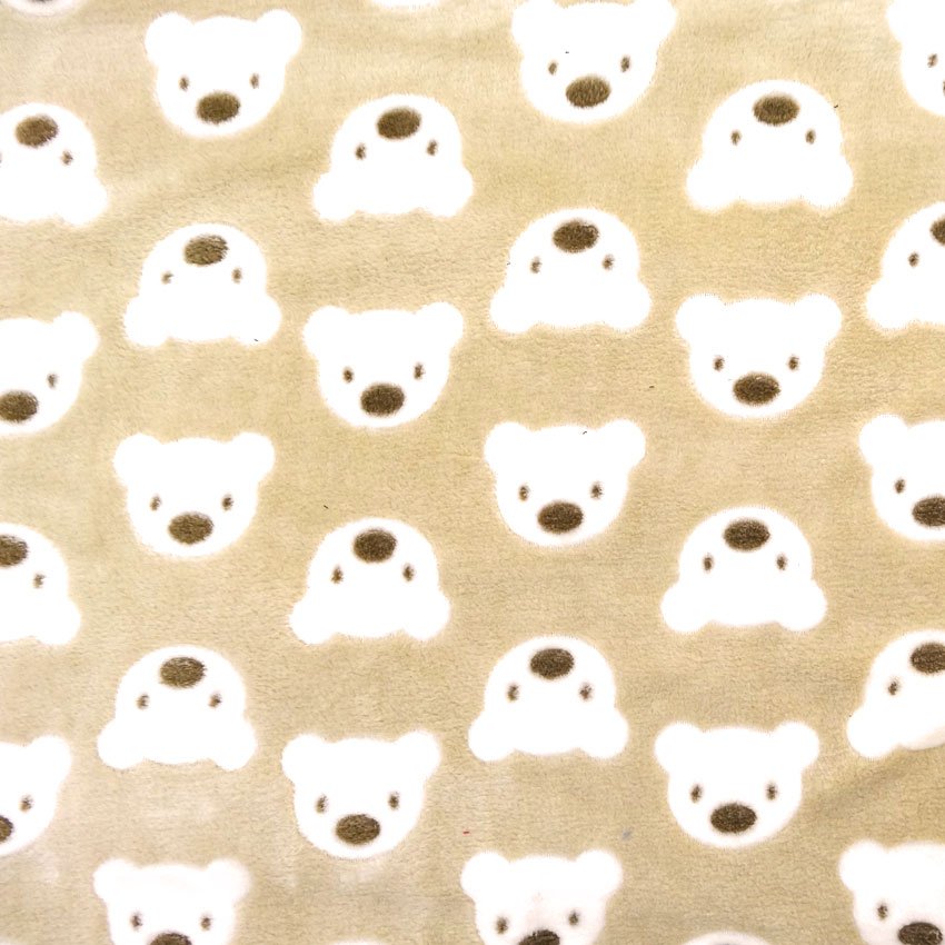 Tissu Doudou Beige Ourson