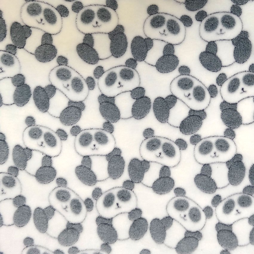 Tissu Doudou Blanc Panda