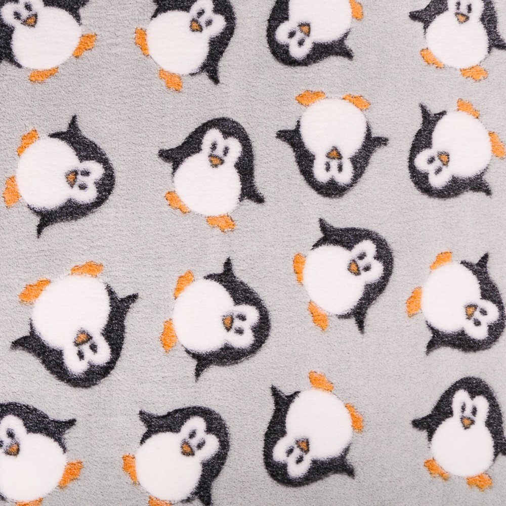 Tissu Doudou Gris clair Pingouins