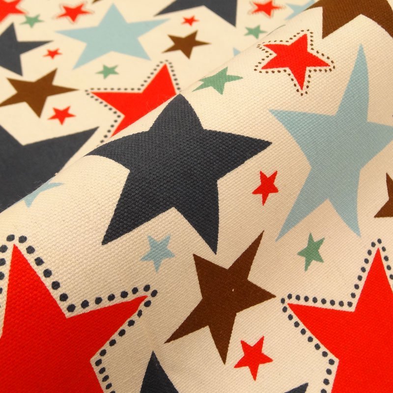 Tissu Toile Coton Blanc cassé Etoiles multiples