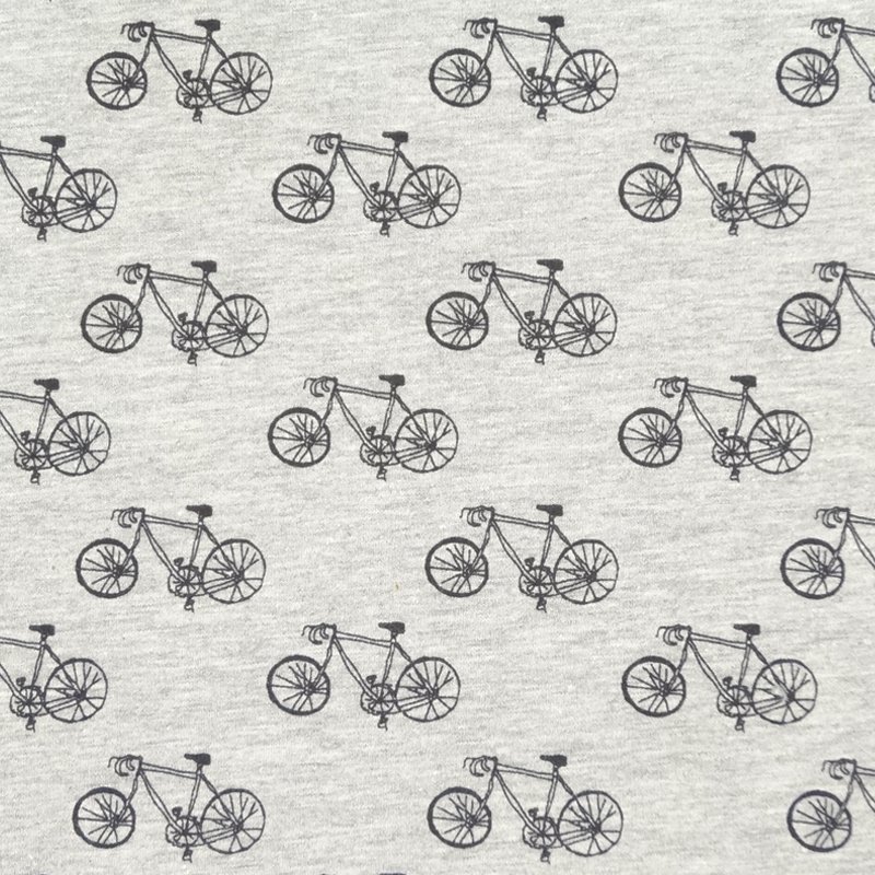 Tissu Jersey Coton Gris Vélos noirs