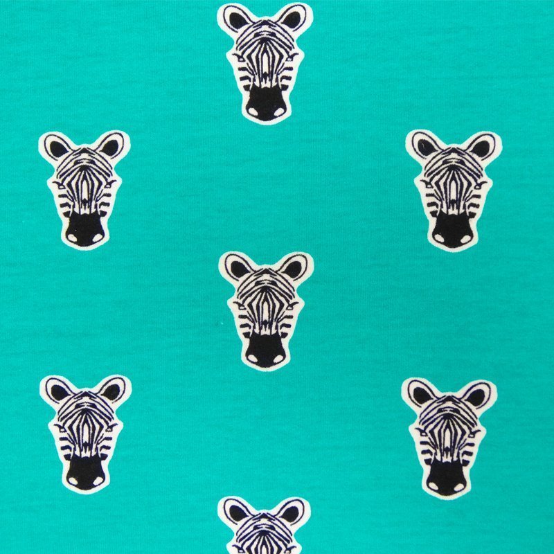 Tissu Jersey Coton Bleu Zèbres noirs