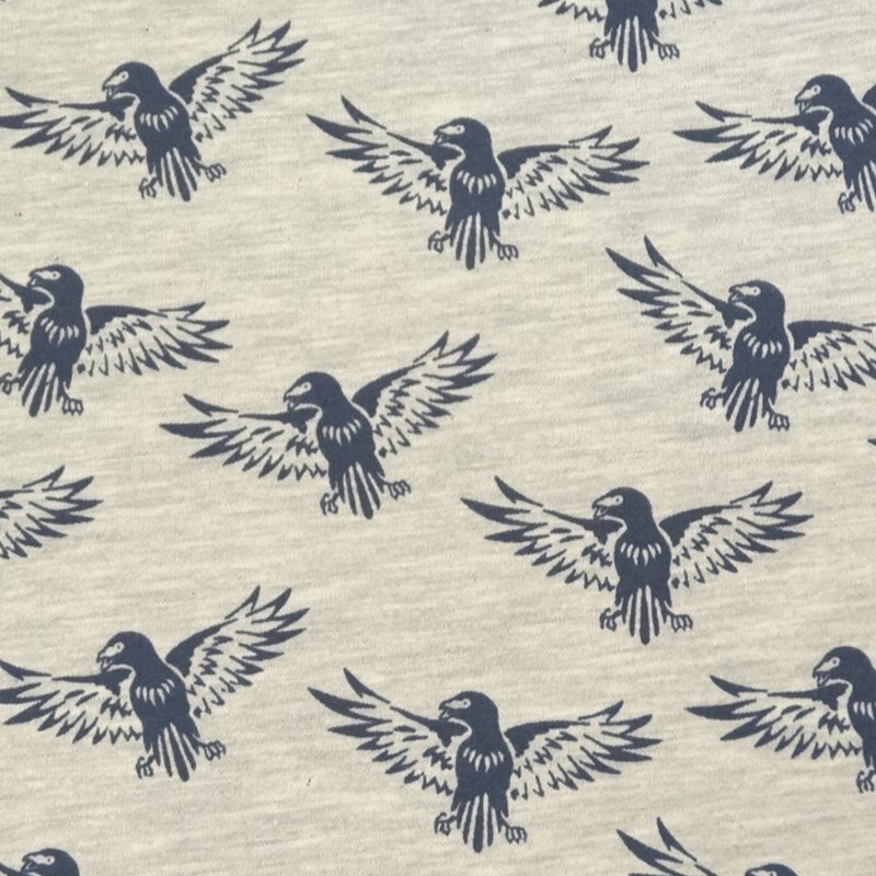 Tissu Jersey Jogging Gris Aigles bleu marine