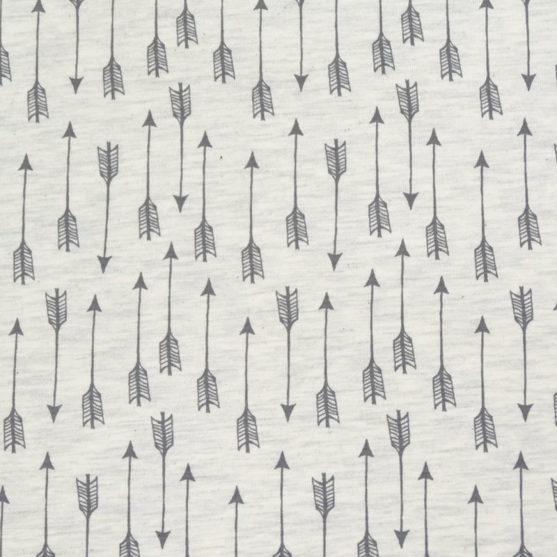 Tissu Jersey Coton Ecru Flèches grises