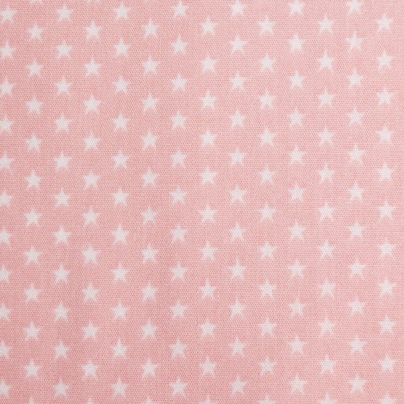 Tissu Coton Rose Etoiles blanches