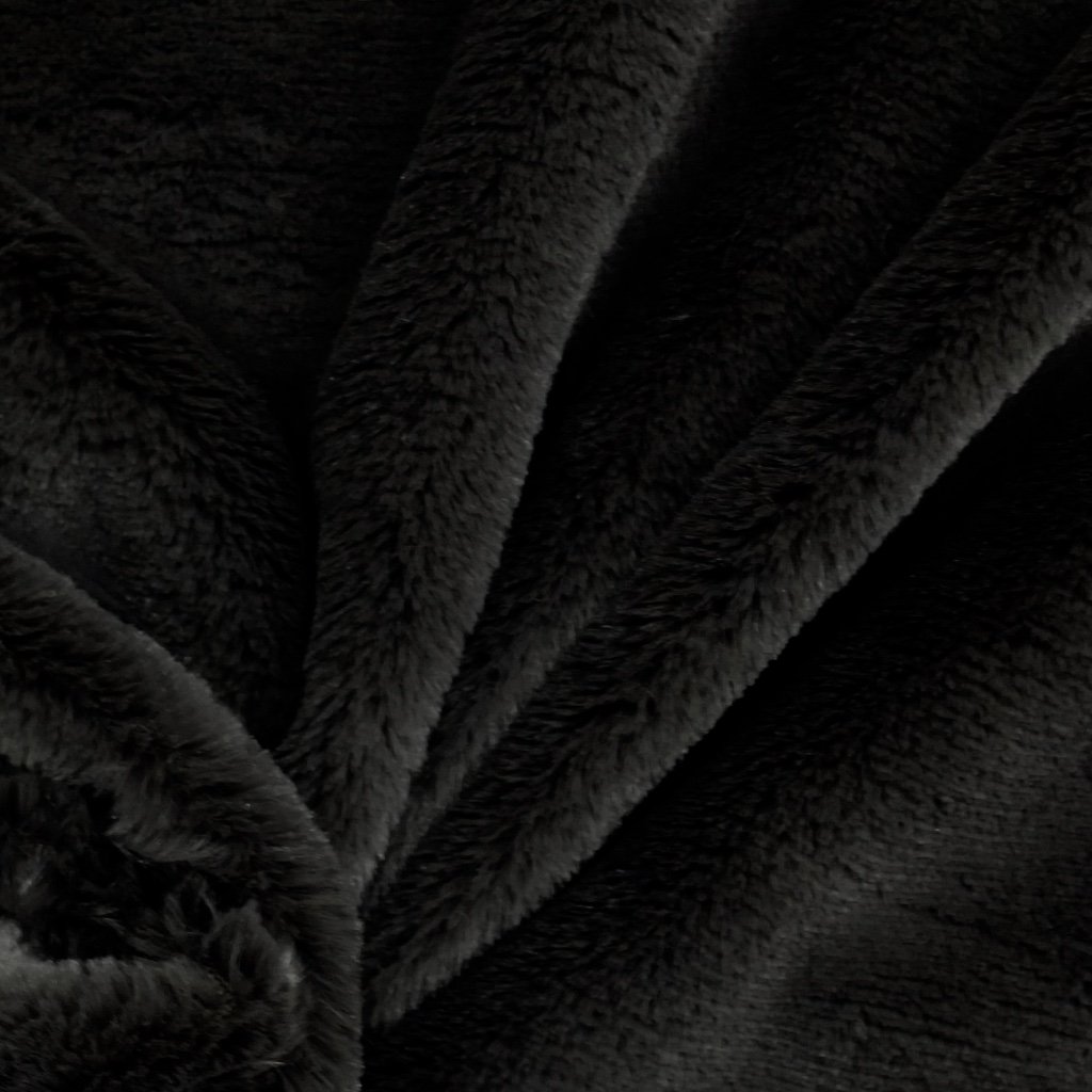 Tissu Minky Ultra doux Longs poils Noir