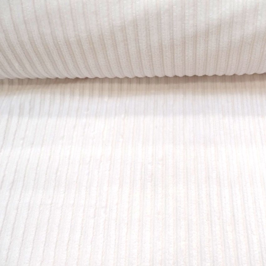 Tissu Minky Ultra doux à côtes Blanc