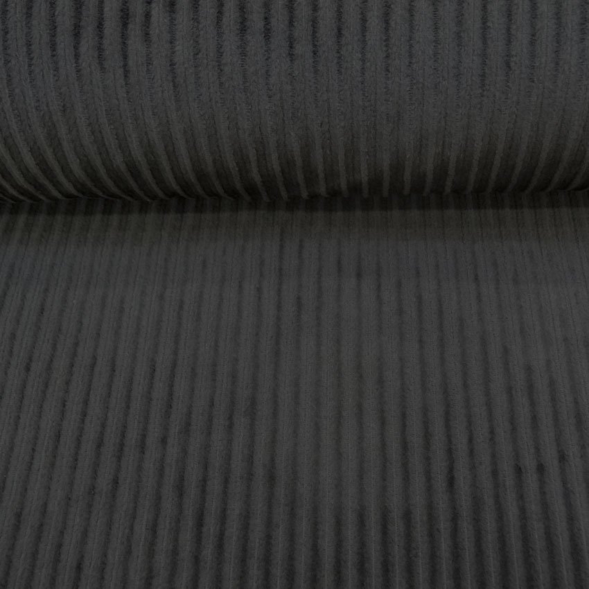 Tissu Minky Ultra doux à côtes Noir