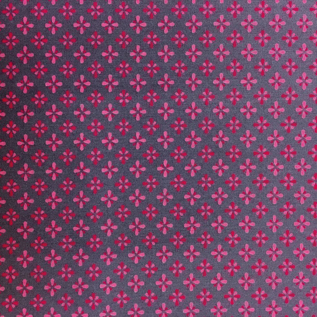 Tissu Coton imprimé Taupe Fleurs Roses