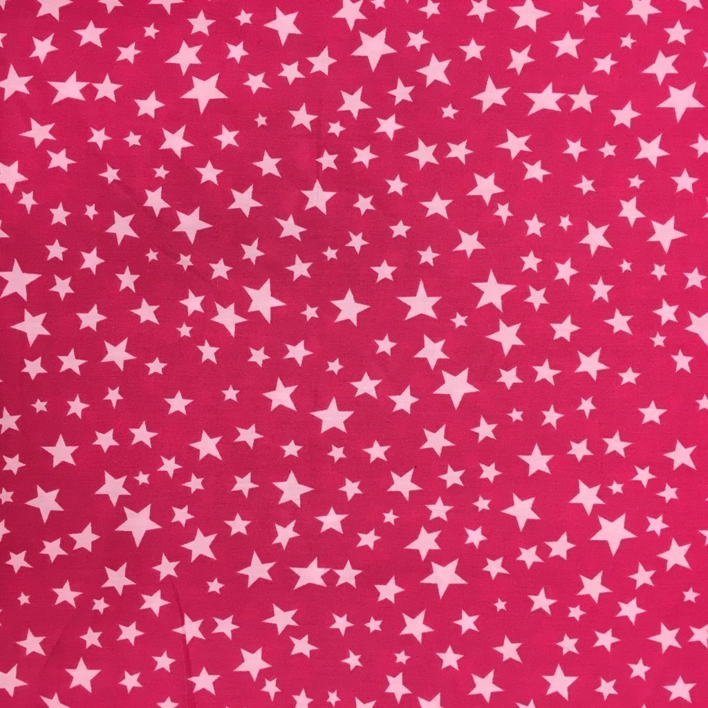Tissu Coton imprimé Rose fuchsia Etoiles Roses pâle