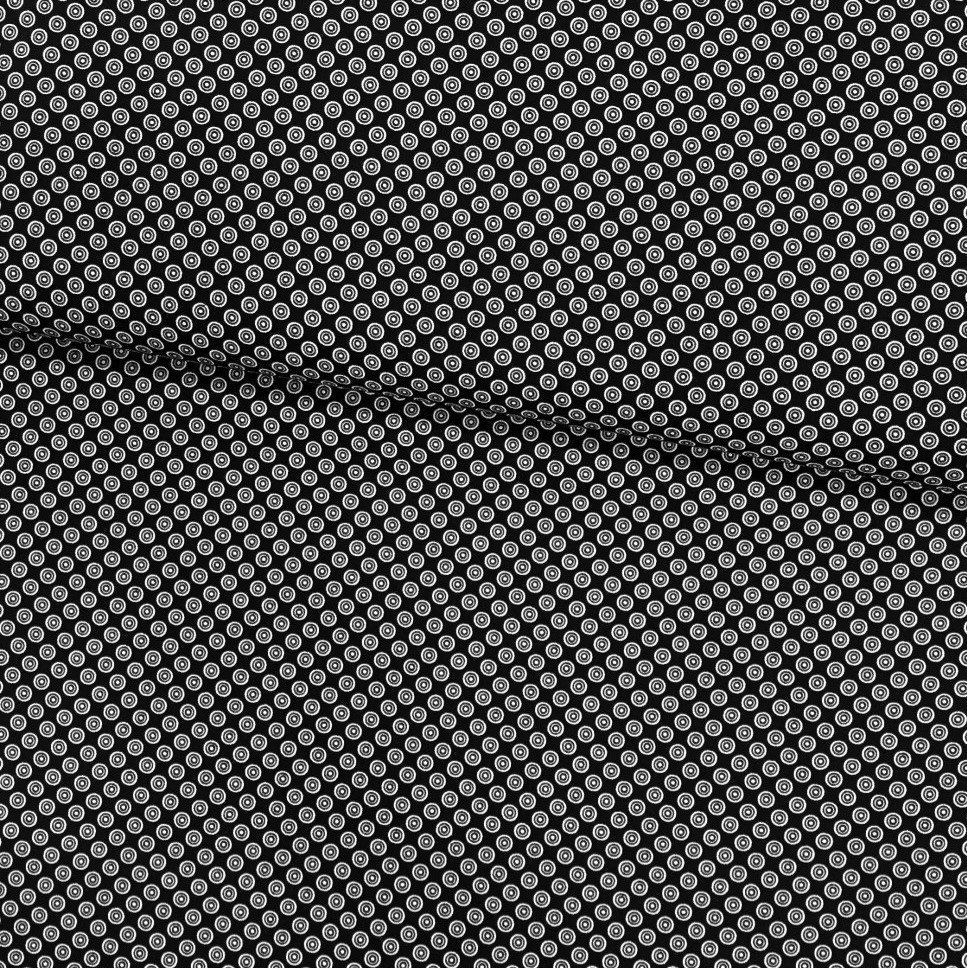 Tissu Popeline imprimée Noir Cercles Blancs